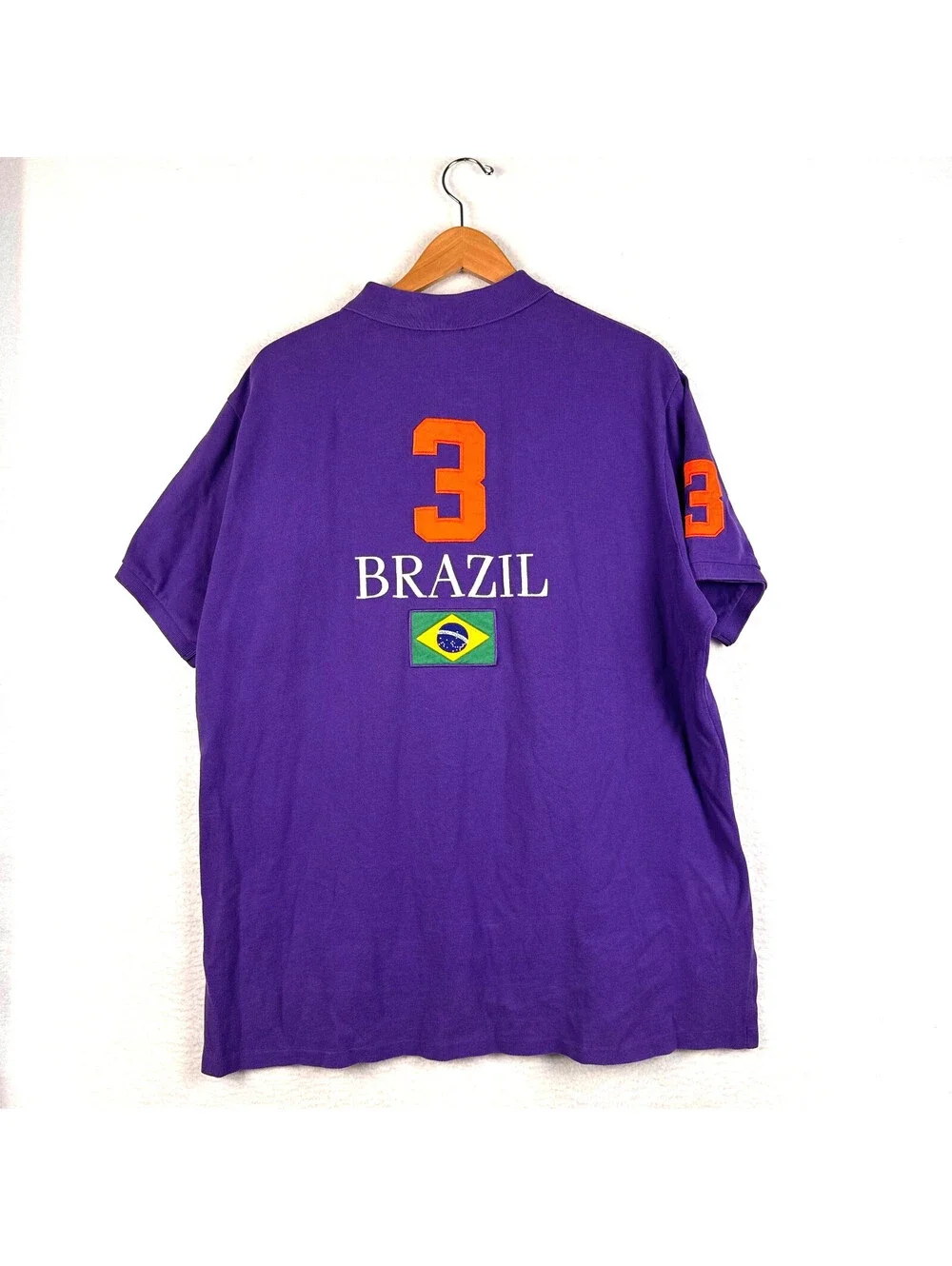 Polo Ralph Lauren Vintage Big Pony Brazil Purple Short Sleeve Shirt Size XXL 2XL